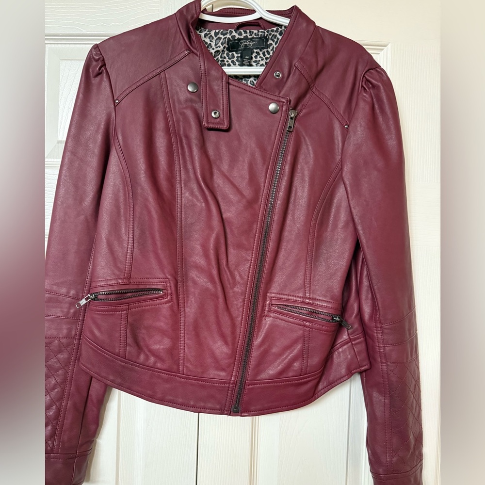 Jessica Simpson Deep Red Vegan Leather Jacket